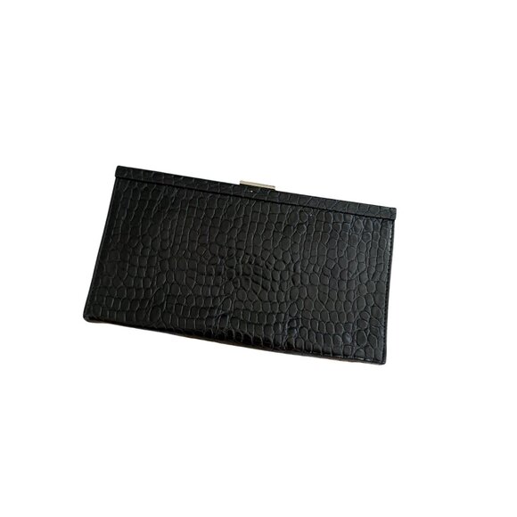 BANANA REPUBLIC Black Leather Embossed Envelope Clutch - Picture 3 of 6